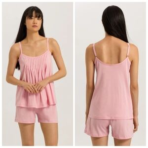 New Hanro Juliet Pleated Coral Pink Pajama Set Small NWT